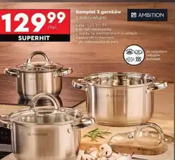 Biedronka Komplet 3 garnków z pokrywkami oferta