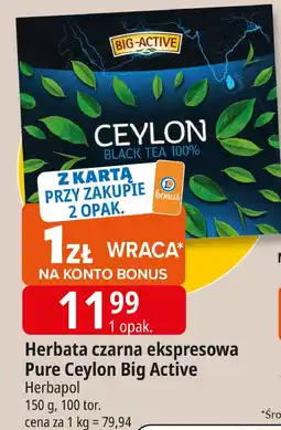 E.Leclerc Herbata czarna ekspresowa Pure Ceylon Big Active Herbapol oferta
