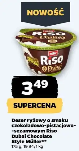 Netto Deser ryżowy o smaku czekoladowo-pistacjowo-sezamowym Riso Dubai Chocolate Style Müller oferta