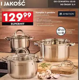 Biedronka Zestaw garnków z pokrywami 1.5 l + 2 3 Ambition oferta