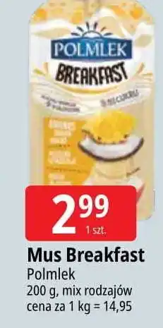 E.Leclerc Mus mango banan jabłko pomarańcza Polmlek Breakfast oferta