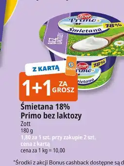 E.Leclerc Śmietana 18% bez laktozy Zott Primo oferta