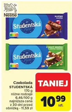 Carrefour Czekolada Studencka różne rodzaje Nestle oferta