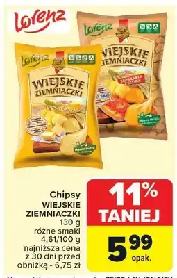Carrefour Chipsy Wiejskie Ziemniaczki Lorenz oferta