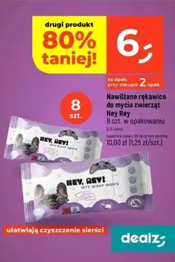 Dealz Nawilżane rękawice do mycia zwierząt Hey Rey oferta