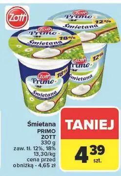 Carrefour Śmietana 12% Zott Primo oferta