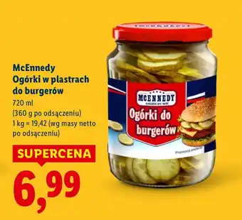 Lidl Ogórki w plastrach do burgerów McEnnedy oferta