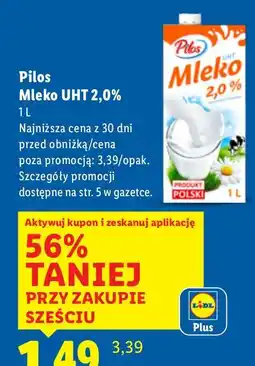 Lidl Mleko UHT 2,0% Pilos oferta