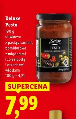 Lidl Pesto Deluxe oliwkowe z pastą z sardeli, z migdałami lub z ricottą i orzechami włoskimi oferta