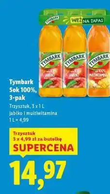 Lidl TYMBARK Sok 100%, 3-pak oferta