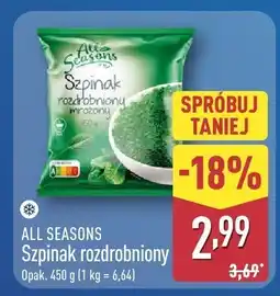 ALDI Szpinak rozdrobniony mrożony All Seasons oferta