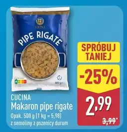 ALDI Makaron pipe rigate Cucina oferta