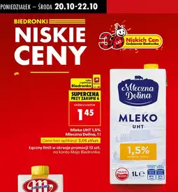 Biedronka Mleko UHT 1,5% Mleczna Dolina oferta