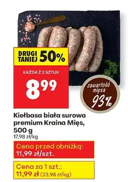 Biedronka Kiełbasa biała surowa premium Kraina Mięs oferta