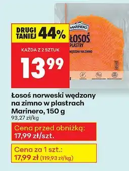 Biedronka Łosoś norweski wędzony na zimno w plastrach Marinero oferta