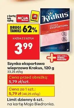 Biedronka Szynka eksportowa wieprzowa Krakus oferta