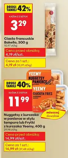 Biedronka Nuggetsy z kurczaka w panierce w stylu tempura/frytki z kurczaka Yeemy oferta