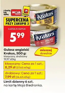 Biedronka Gulasz angielski klasyczny/drobiowy Krakus 300g oferta