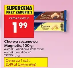 Biedronka Chałwa sezamowa Magnetic o smaku waniliowym, waniliowo-kakaowym oferta