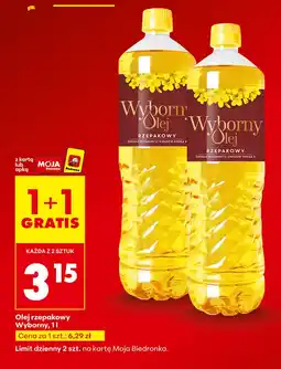 Biedronka Olej rzepakowy 1+1 GRATIS Wyborny oferta