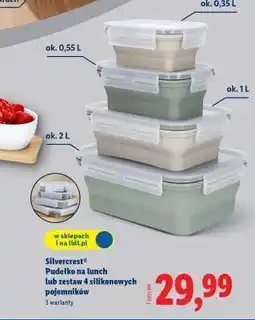 Lidl Silvercrest Pudełko na lunch lub zestaw 4 silikonowych pojemników oferta