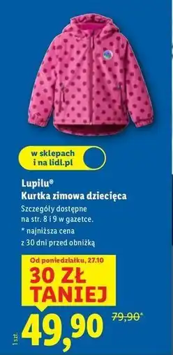 Lidl Kurtka zimowa Lupilu oferta