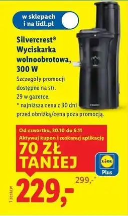Lidl Wyciskarka wolnoobrotowa 300 w Silvercrest oferta