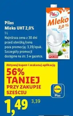 Lidl Mleko 2 % Pilos oferta