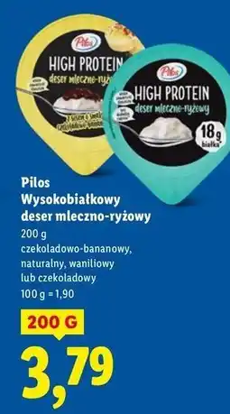 Lidl Deser mleczno- ryżowy z sosem czekoladowym Pilos High Protein oferta