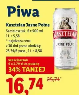 Lidl Piwo Kasztelan Jasne Pełne oferta