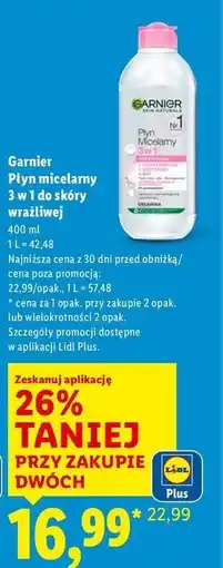 Lidl Płyn micelarny do skóry wrażliwej Garnier Skin Naturals oferta