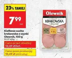 Biedronka Kiełbasa krakowska sucha z szynki Olewnik oferta