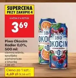 Biedronka Piwo Okocim Radler Ciemny Wiśnia 0% oferta