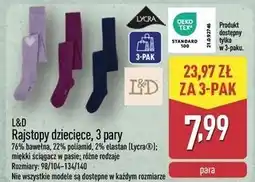 ALDI Rajstopy dziecięce 134/140 L&D oferta