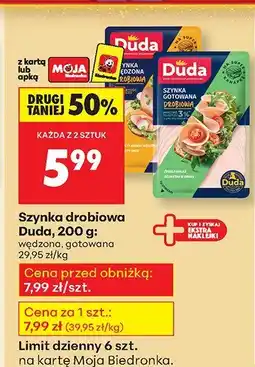 Biedronka Szynka drobiowa wędzona Duda oferta