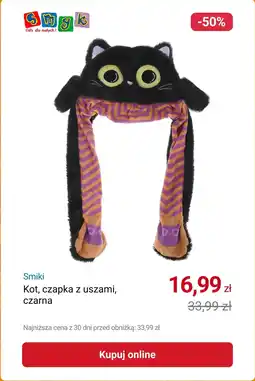 Smyk Smiki Kot, czapka z uszami, czarna oferta
