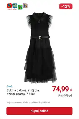 Smyk Smiki Suknia balowa, strój dla dzieci, czarny, 7-8 lat oferta