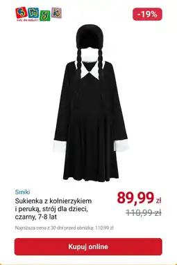 Smyk Smiki Sukienka z kołnierzykiem i peruką, strój dla dzieci, czarny, 7-8 lat oferta