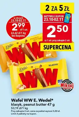 Lewiatan Wafel WW E.Wedel peanut butter 47g oferta