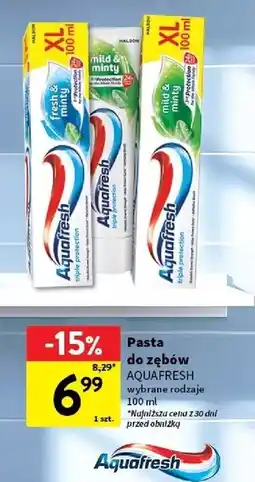 Intermarche Pasta do zębów mild & minty Aquafresh Triple Protection oferta