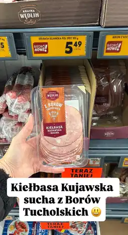 Biedronka Kiełbasa Kujawska sucha z Borów Tucholskich Kraina Wedlin oferta
