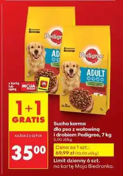 Biedronka Sucha karma dla psa z wołowiną i drobiem Pedigree 7 kg oferta