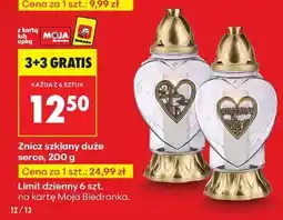 Biedronka Znicz szklany duże serce, 200 g oferta