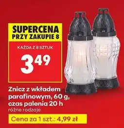 Biedronka Znicz z wkładem parafinowym 60 g czas palenia 20 h oferta