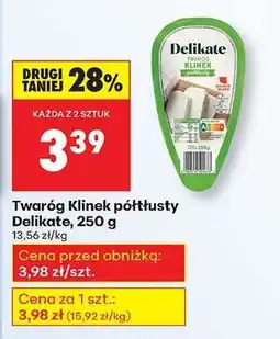 Biedronka Twaróg Klinek półtłusty Delikate, 250 g oferta