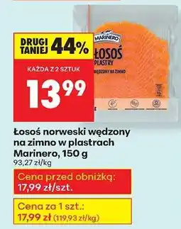 Biedronka Łosoś norweski wędzony na zimno w plastrach Marinero, 150 g oferta