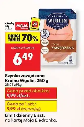 Biedronka Szynka wędzona Kraina Wędlin, 250 g oferta