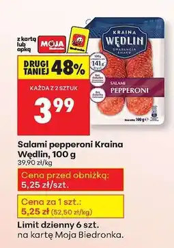 Biedronka Salami pepperoni Kraina Wędlin, 100 g oferta