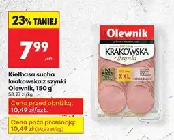 Biedronka Kiełbasa sucha krakowska z szynki Olewnik 150 g oferta