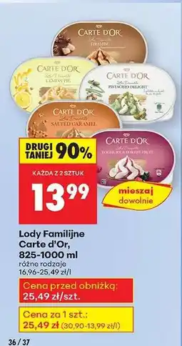 Biedronka Lody Familijne Carte d’Or, 825–1000 ml oferta